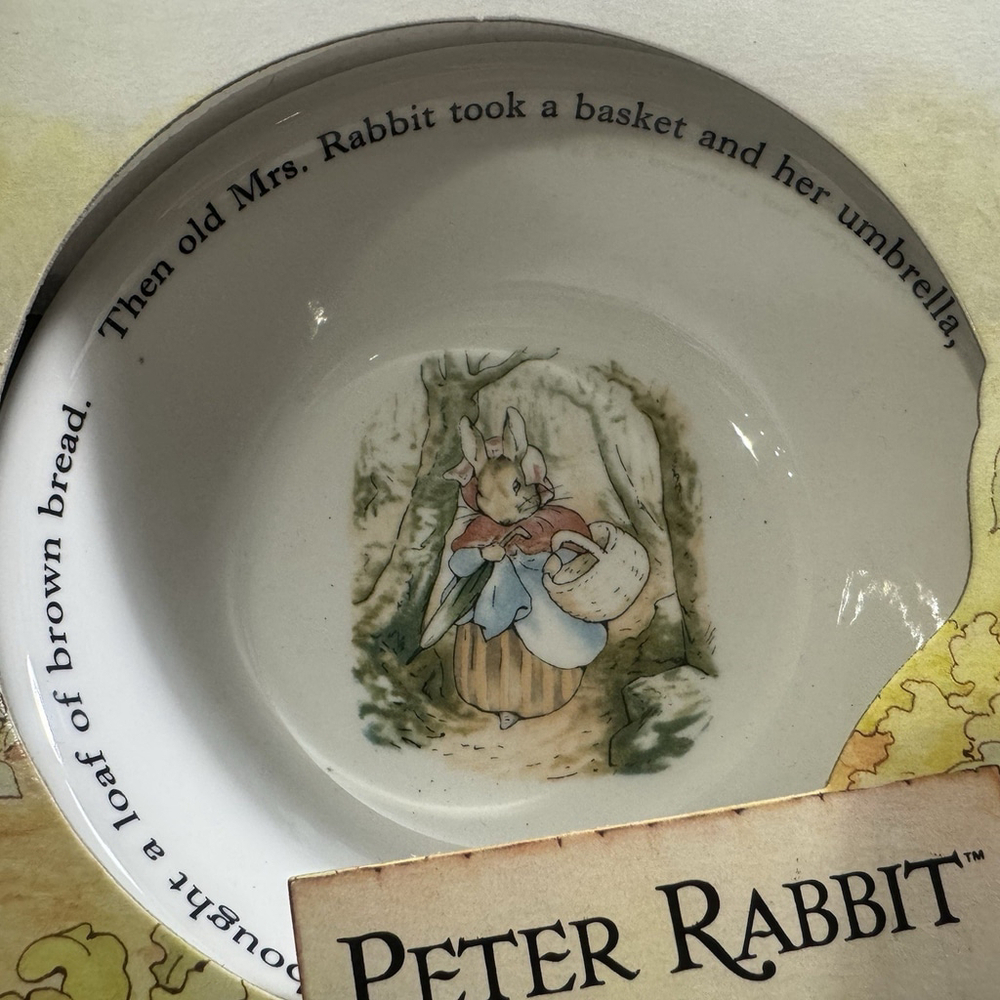 Vtg New Wedgwood Peter Rabbit 3-Piece Breakfast Set Bowl Plate Mug England - Picture 5 of 13